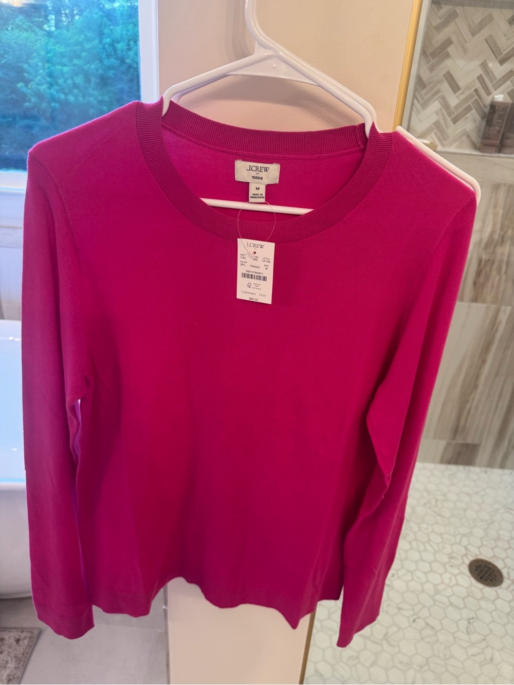 J. Crew Factory Women's Crewneck Sweater in Bright Fuchsia